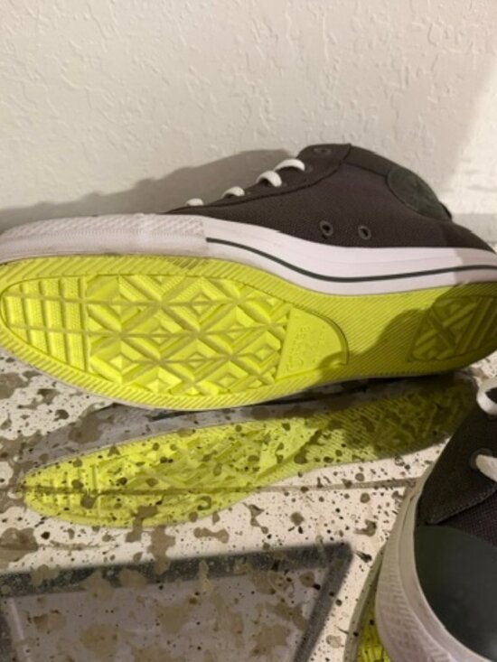 Converse Mid Canvas Men Olive Sneakers  w/Neon Lime  Sole Size 11 main image 10